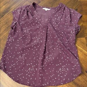 Fun 2 Fun Plum Blouse with White Accents